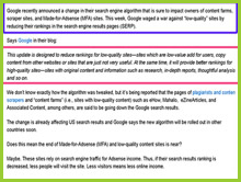 Google's algo altered to reduce low quality sites